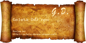 Geleta Dénes névjegykártya
